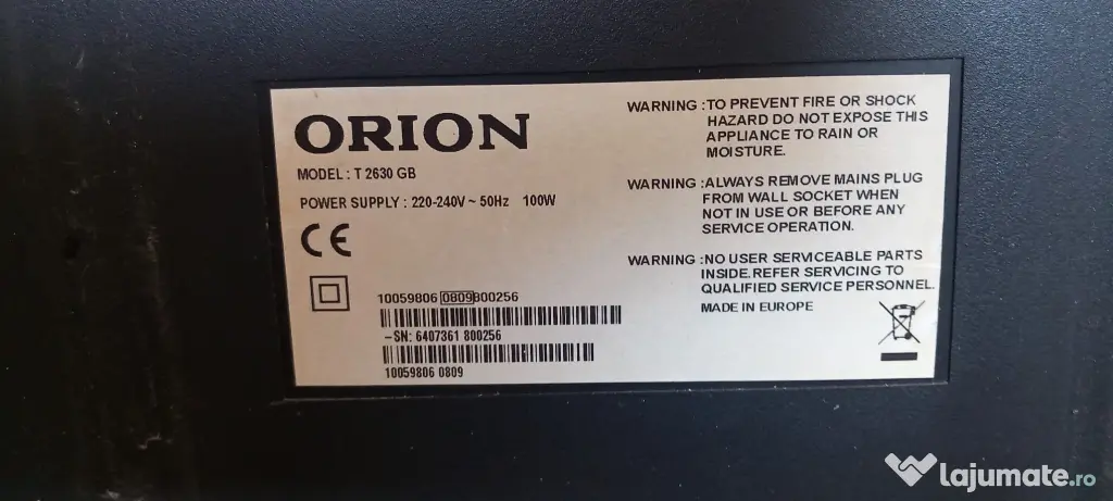 Televizor ORION T2630 GB (66 cm) fara telecomanda