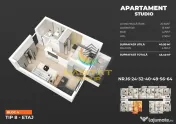 Apartament 2 camere cu suprafata utila de 41 mp + balcon, Popesti Leordeni. 