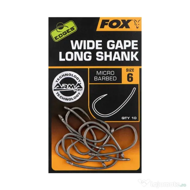 Carlige Fox Edges Armapoint Wide Gape Long Shank - Size 5