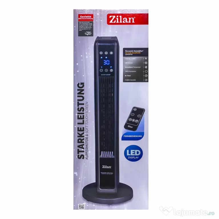 Aeroterma ceramica turn, putere 2200W, ecran cu atingere si Timer 8H / ZLN 2076