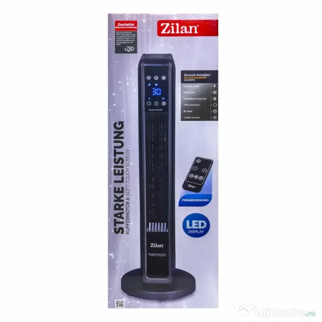 Aeroterma ceramica turn, putere 2200W, ecran cu atingere si Timer 8H / ZLN 2076