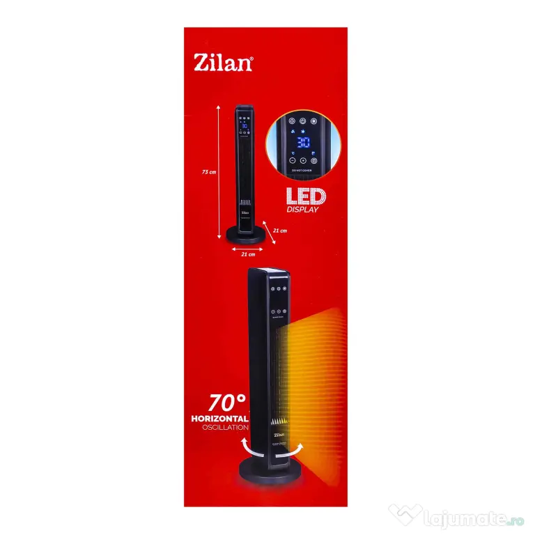 Aeroterma ceramica turn, putere 2200W, ecran cu atingere si Timer 8H / ZLN 2076