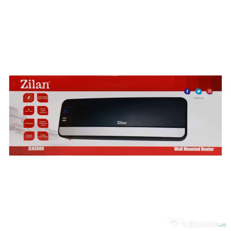Aeroterma de perete 2000 W, 2 trepte de putere cu telecomanda / ZLN 3000-