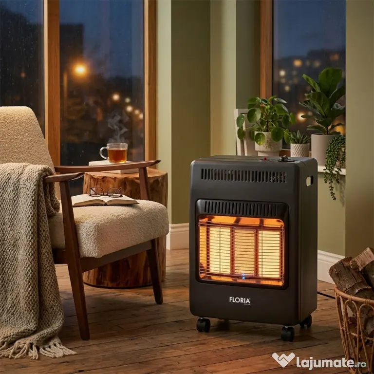 Sobă pe gaz, putere 4200 W, 3 plăci ceramice, aprindere piezoelectrică, demontată, FLORIA / ZLN8455