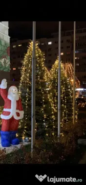 Sanie luminoasa mare cu reni de exterior, iluminat Craciun 