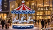 Sanie luminoasa mare cu reni de exterior, iluminat Craciun 