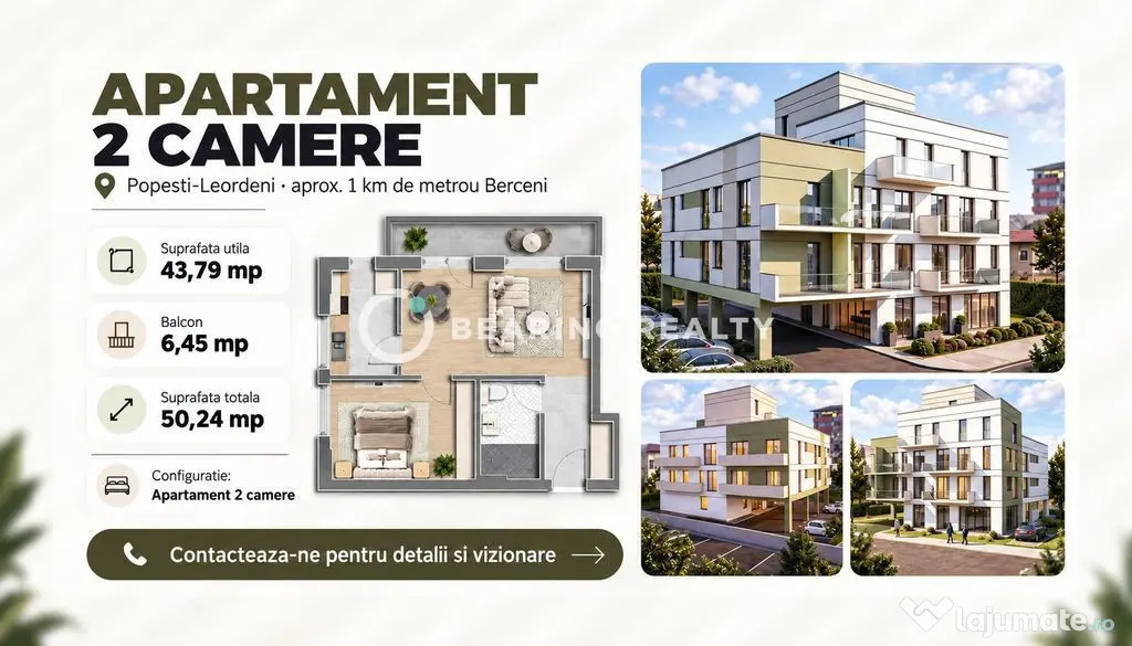 2 camere compact | Biruintei - metrou Berceni - Popesti Leordeni (Bucuresti-Ilfov)