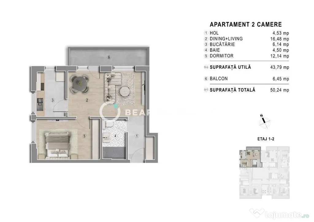 2 camere compact | Biruintei - metrou Berceni - Popesti Leordeni (Bucuresti-Ilfov)