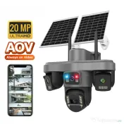 Cameră Supraveghere Profesională 4G LTE – 4 Lentile, 4 camere, 20MP 4K UHD 