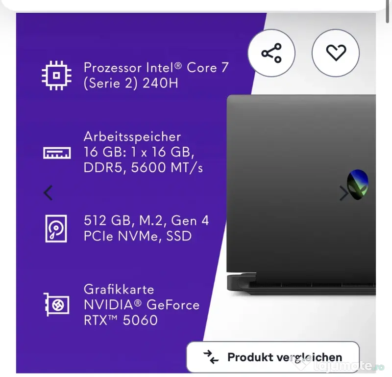 NOU SIGILAT!!! Alienware Aurora Gaming Laptop - Intel Core 7 240H, RTX 5060