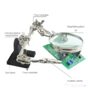 Stativ cu clesti si lupa pentru reparatii electronice