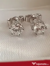 Cercei punct surub aur alb Punto Luce cu diamante naturale 0,7ct VVS unisex 