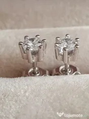 Cercei punct surub aur alb Punto Luce cu diamante naturale 0,7ct VVS unisex 