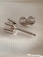 Cercei punct surub aur alb Punto Luce cu diamante naturale 0,7ct VVS unisex 
