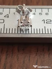 Cercei punct surub aur alb Punto Luce cu diamante naturale 0,7ct VVS unisex 