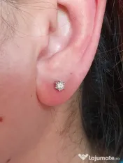 Cercei punct surub aur alb Punto Luce cu diamante naturale 0,7ct VVS unisex 