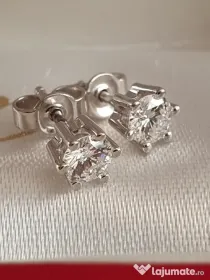 Cercei punct surub aur alb Punto Luce cu diamante naturale 0,7ct VVS unisex