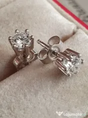 Cercei punct surub aur alb Punto Luce cu diamante naturale 0,7ct VVS unisex 