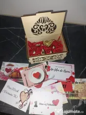 Cutie Cadou Romantică din Lemn cu 15 Cupoane pentru Cupluri 