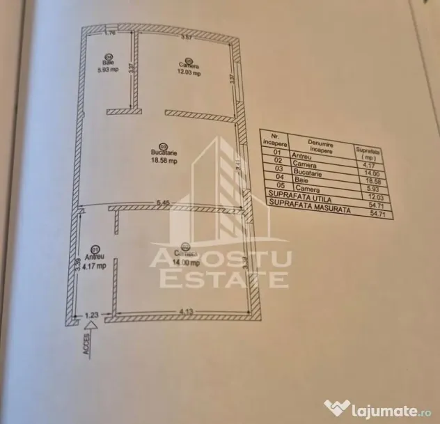 Apartament cu 2 camere de vanzare, centrala proprie, zona Lipovei - Timisoara (Timis)