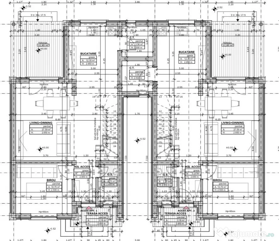 Duplex despartit prin camera tehnica | 4 camere | 115 mp uti - Mosnita Veche (Timis)