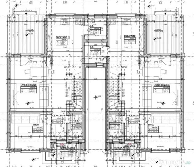 Duplex despartit prin camera tehnica | 4 camere | 115 mp uti - Mosnita Veche (Timis)