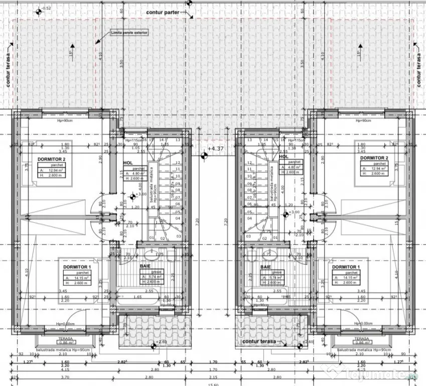 Duplex despartit prin camera tehnica | 4 camere | 115 mp uti - Mosnita Veche (Timis)