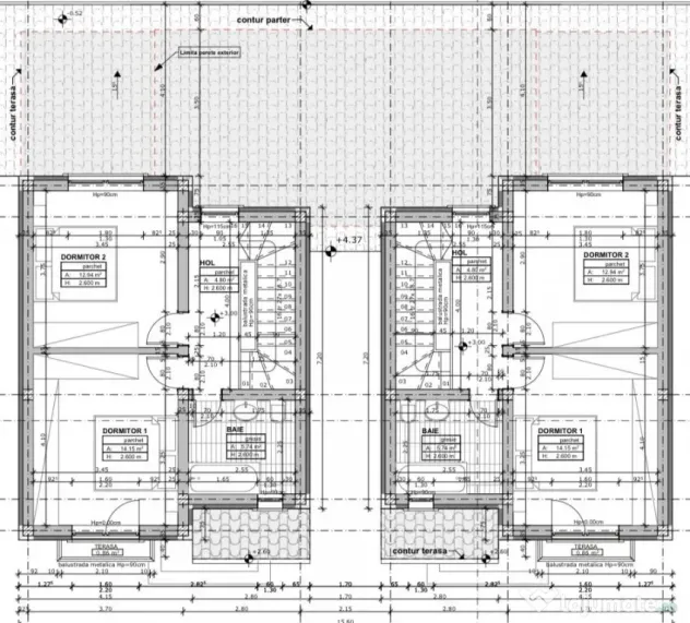 Duplex despartit prin camera tehnica | 4 camere | 115 mp uti - Mosnita Veche (Timis)