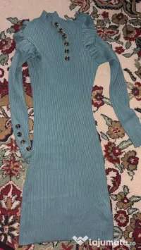 Rochie Tricotată Nouă • Detalii Aurii & Volane • Mărime S-M 