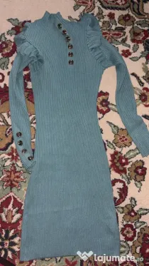 Rochie Tricotată Nouă • Detalii Aurii & Volane • Mărime S-M