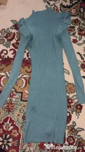 Rochie Tricotată Nouă • Detalii Aurii & Volane • Mărime S-M 
