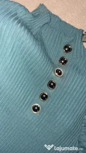 Rochie Tricotată Nouă • Detalii Aurii & Volane • Mărime S-M 