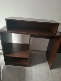 Birou PC/Studiu cu etajeră monitor și rafturi, 100x50x80 cm – Maro închis