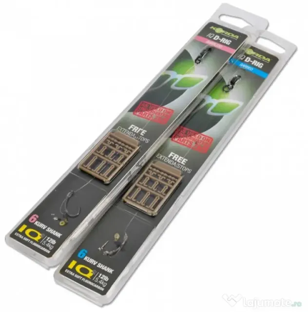 KORDA RIG KORDA IQ D-RIG KURV SHANK BARBED + FREE EXTENDA STOPS, 10buc Nr 6/12lb