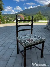 Set de sufragerie de epocă – Masă ovală extensibilă din lemn masiv și 8 scaune 