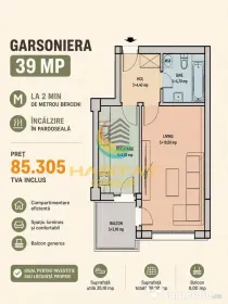 Vânzare Garsoniera 39 mp Popești Leordeni Metrou Berceni