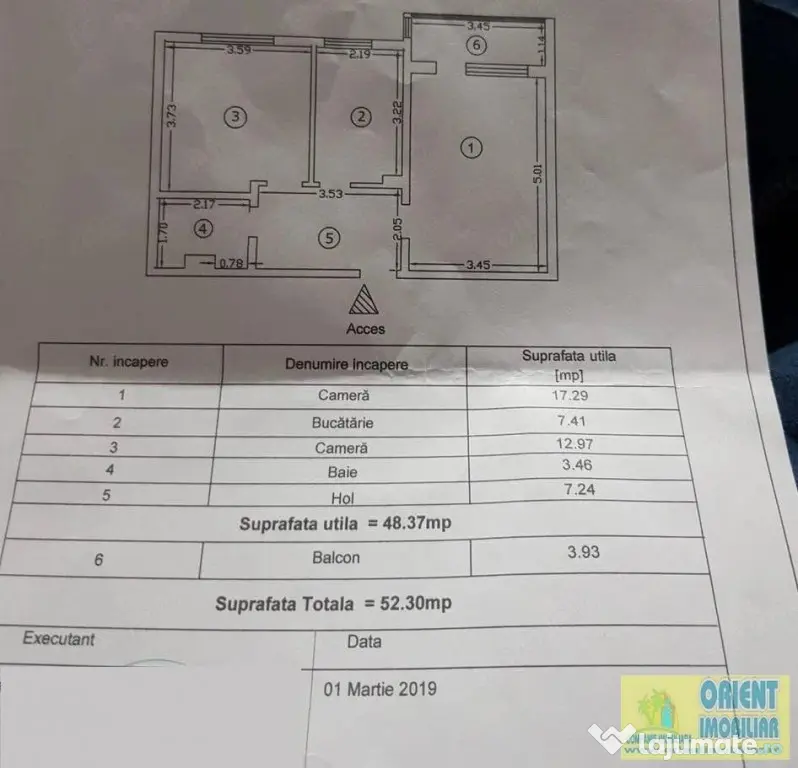 Casa de Cultura, de vanzare apartament 2 camere, gaze, decomandat - Constanta (Constanta)