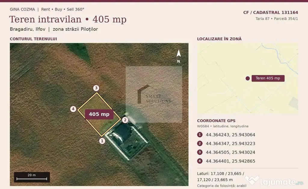 Teren intravilan 405 mp + cotă din drumul de acces | Bragadiru - Bragadiru (Bucuresti-Ilfov)