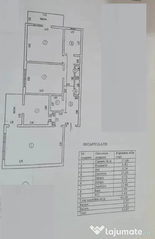 - Apartament 3 camere confort 1 decomandat, Dorobantilor Bar - Braila (Braila)