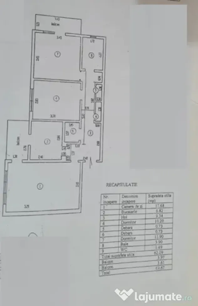 - Apartament 3 camere confort 1 decomandat, Dorobantilor Bar - Braila (Braila)