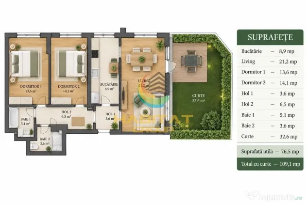 Pallady 3 camere 77 mp + curte 33 mp in bloc tip Boutique - Bucuresti (Bucuresti-Ilfov)