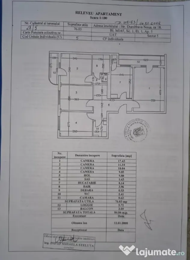 4 camere | 76,03 mp utili | etajul 1/8 | 1986 | decomandat - Bucuresti (Bucuresti-Ilfov)