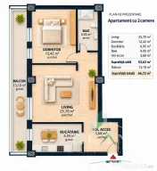 Apartament cu 2 camere | BALCON 13MP | PARCARE SUBTERANĂ |