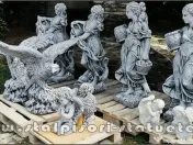 Statuetă fata cu coșulețe, gri patinat, model S23. 