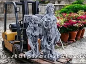 Statuetă fata cu coșulețe, gri patinat, model S23. 