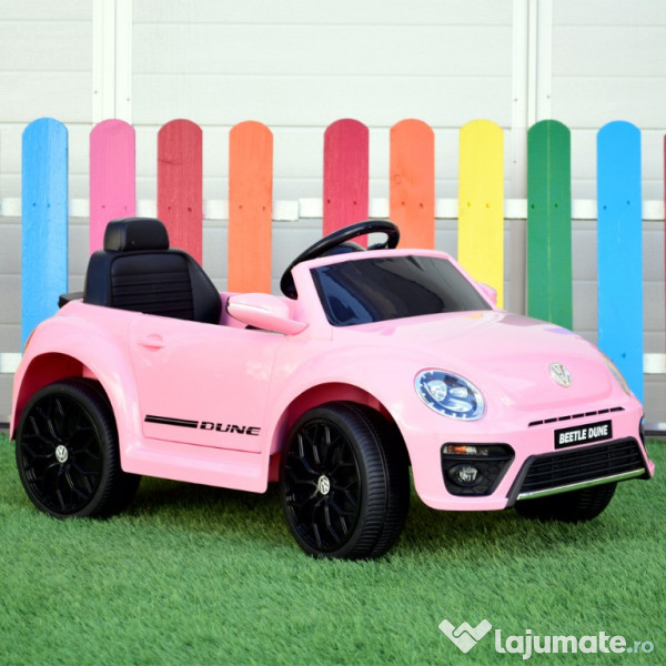 Masinuta electrica VW Beetle Dune 60W 12V, bluetooth, amortizoare, roz
