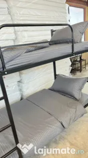 Pachet Pat Etajat Metalic BEL 01 FABY+ 2 Saltele+ Set Lenjerie Complet 