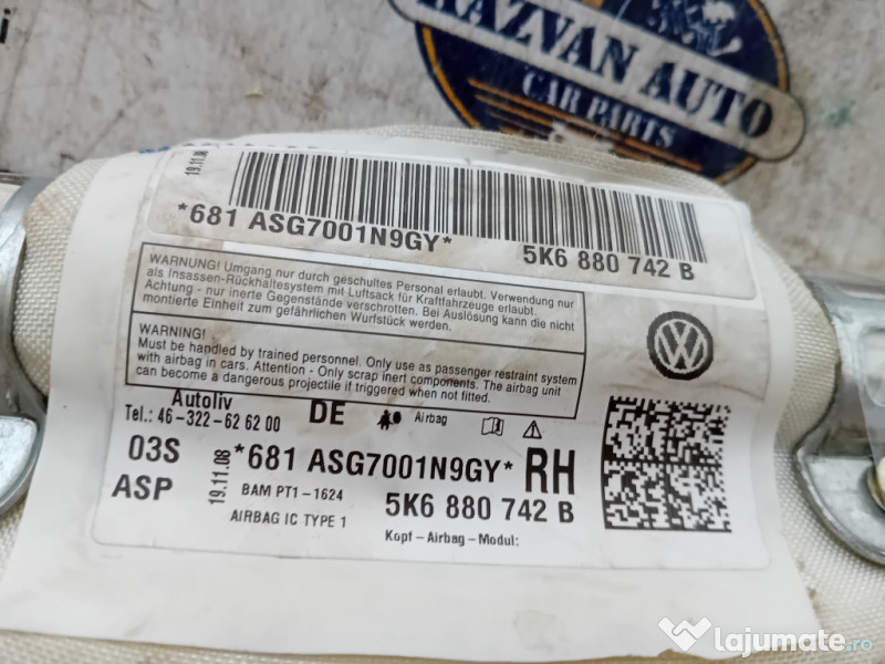 Airbag cortina dreapta Volkswagen Golf 6 2008