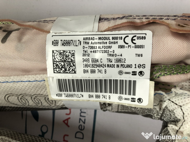 Airbag cortina stanga Audi A1 2012