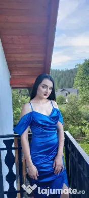 Rochie Albastră Satin.